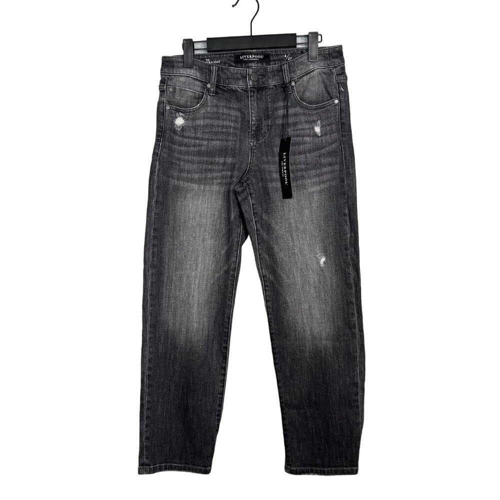 NWT‎ Liverpool Jeans The Crop Straight in Spencer (faded wash gray) 4 / 27